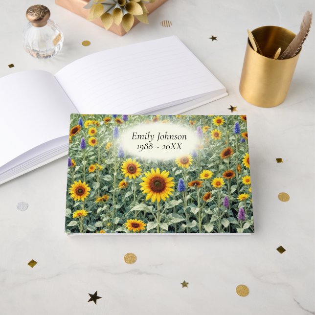 Solfält och vildblomme minnesstund gästböcker (Framsida öppen)