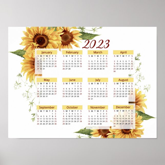 Solfältkalender, 2023 Kalender, Årlig Poster (Framsidan)