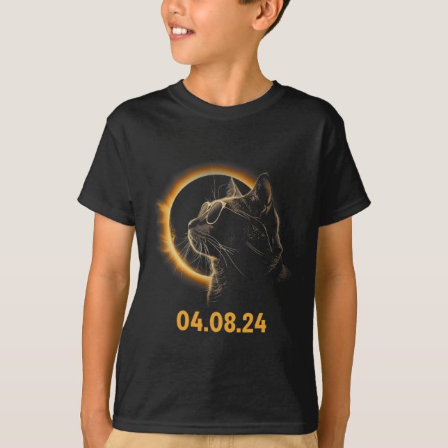Solfångarglas, Eclipse Solar Eclipse Glass Cat Fun T Shirt (Framsida)