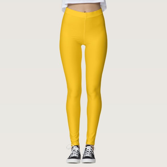 Solfärg enfärgad slät leggings (Framsida)