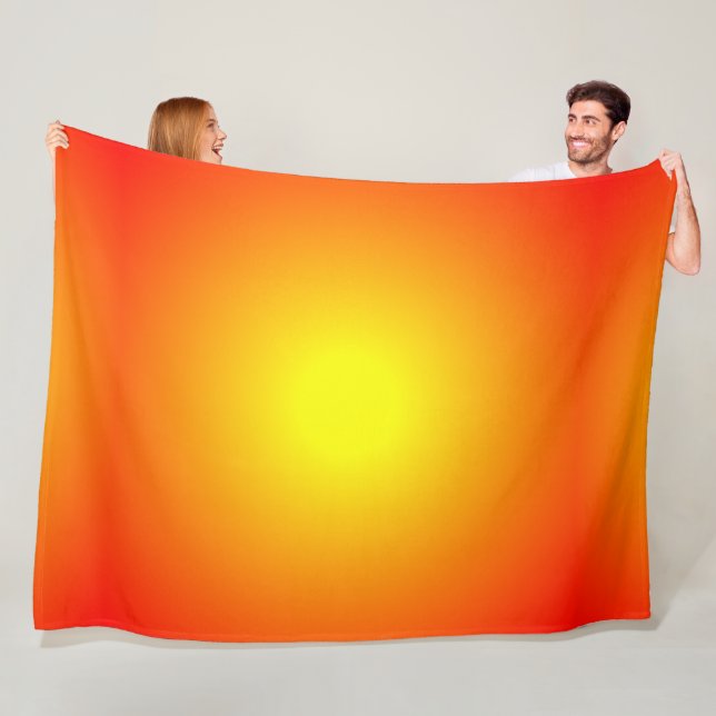 Solfärgad gul orange röd ljus glad fleecefilt (På plats)
