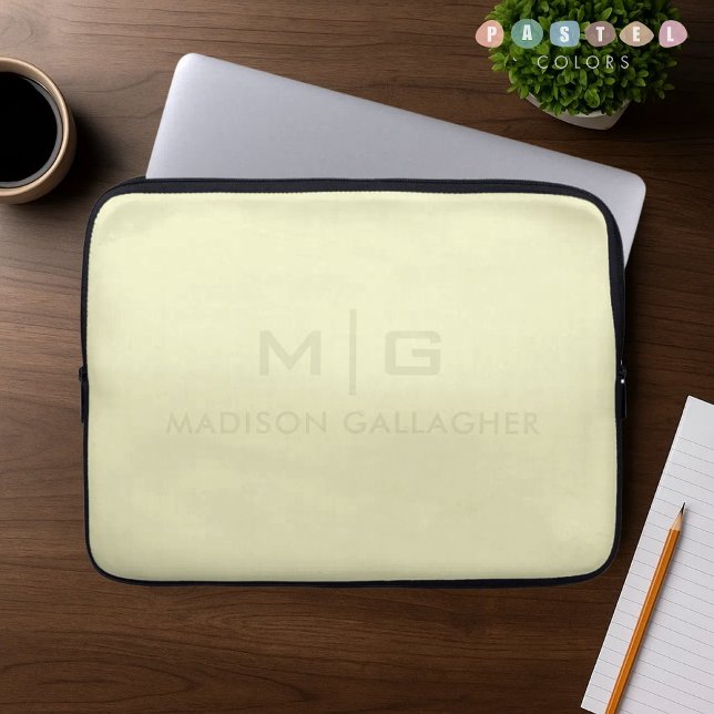 Solfast mjukt ljus pastell gul färg laptop fodral (Solid Soft Light Pastel Lemon Yellow Color Laptop Sleeve
)