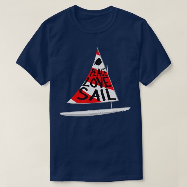 Solfisk segelbåt, rödvit segelbåt t shirt (Design framsida)