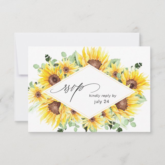 Solfjäder & Eukalyptus MOD Blommig måltid RSVP-kor OSA Kort (Framsida)