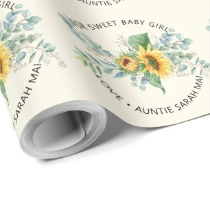 Solfjäder Eukalyptus Personlig Bebis Baby Shower Presentpapper