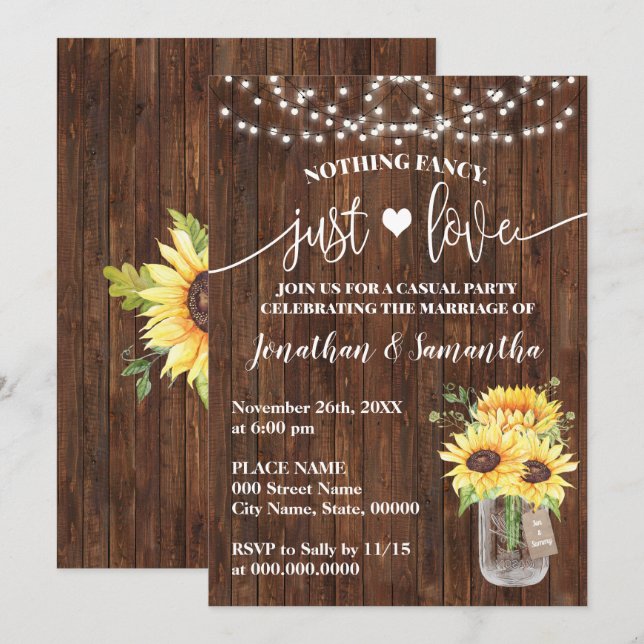 Solfjäder Inget märkvärdigt bara kärlek Elopement- Spara Datumet (Fram/baksida)