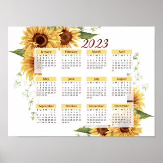 Solfjäder Kalender, 2023 Kalender, Årlig Poster