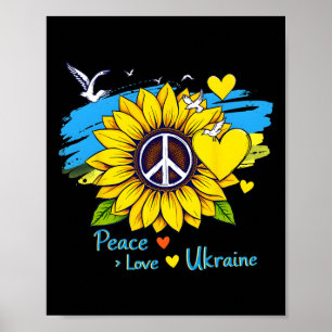 Solfjäder Ukraina Flagga Karta Fred Kärlek Ukraina Poster