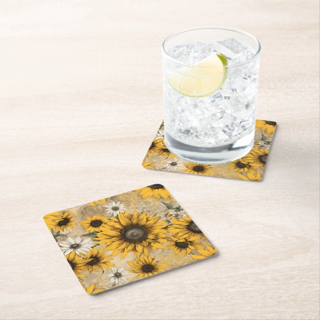 Solfjäderblomma Underlägg Papper Kvadrat (Insitu)