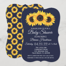 Solfjäderblommor Baby Shower-inbjudningar Rustik B
