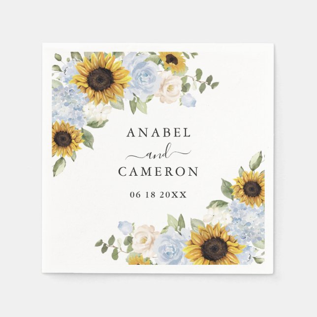Solfjäderblommor Dammtorblue Blommig Grönska Perso Pappersservett (Framsidan)