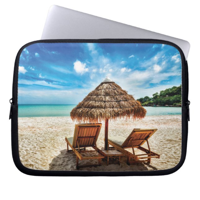 Solfjäderlounger på strandkudde laptop fodral (Framsidan)