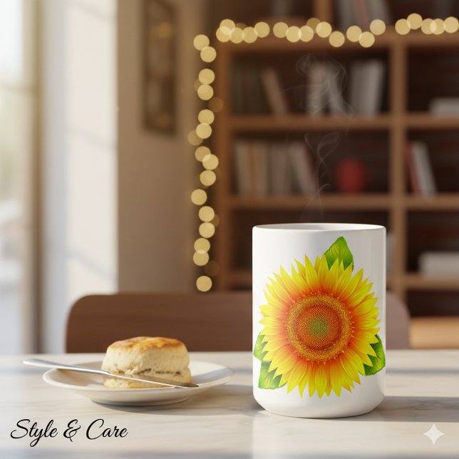 Solfjädermärkning Elegant Blommig Design Kaffemugg (Sunflower Mark Coffee Mug)