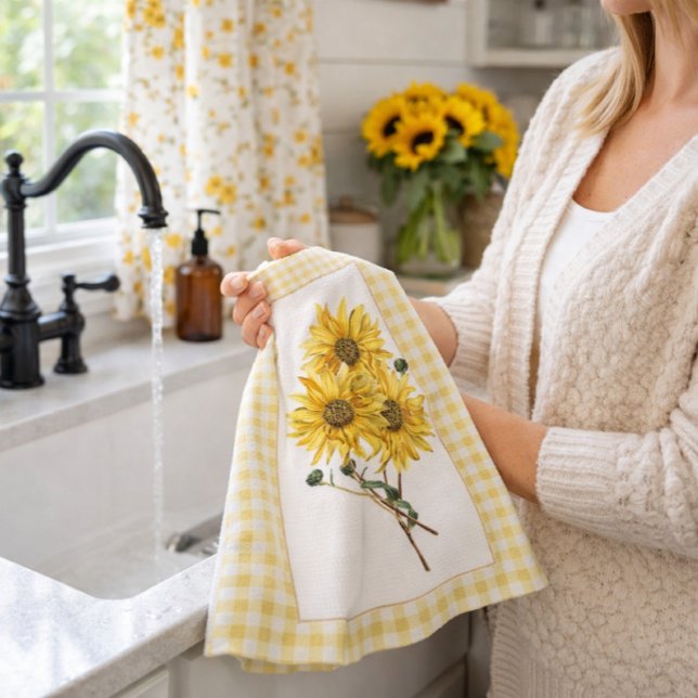 Solfjäders Country Gårdskökshandduk Kökshandduk (Sunflower farmhouse kitchen towel perfect for housewarmings, bridal shower gift bags, and more.”)