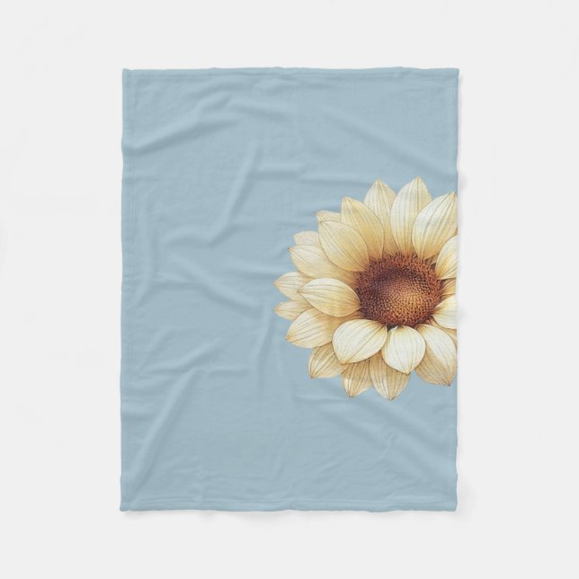 Solfjäderstoftad blå kastfilt Vintage blommig Fleecefilt (Framsidan)