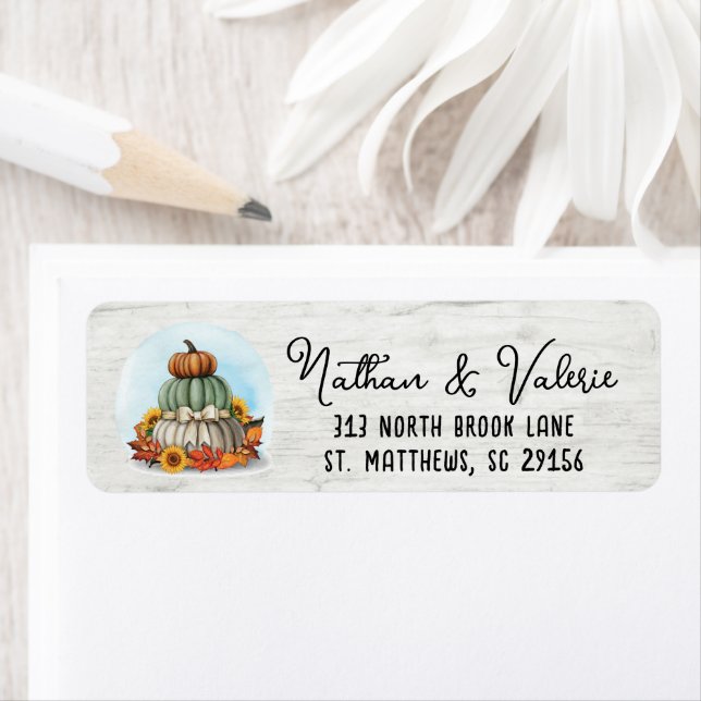 Solfjälder Pumpa Rustik Höst Gårds Returadress Etikett (Insitu)