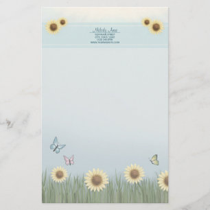 Solfjäril Blommig brevpapper