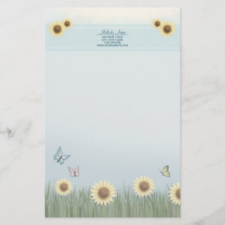 Solfjäril Blommig brevpapper