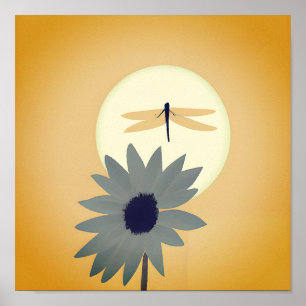 Solfjäril och trollslända minimalistisk konst poster
