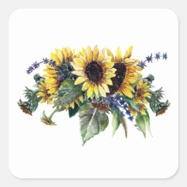 Solfjäril och vilda blommor fyrkantigt klistermärke