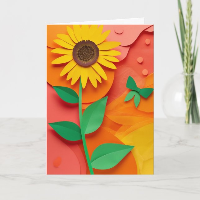 Solfjörsblad urklippt blomning kort (Framsida)