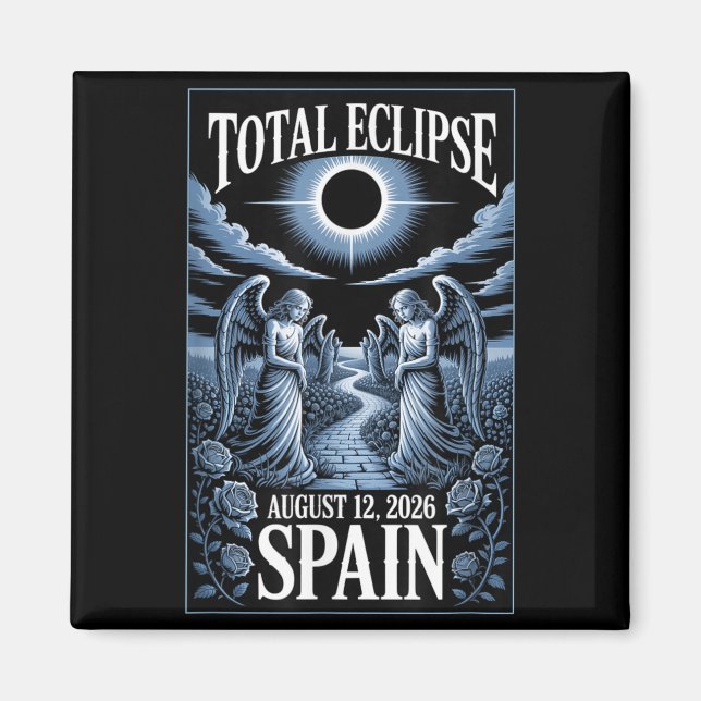 Solförmörkelse 12 augusti 2026 Spanien Total Desig Magnet (Framsidan)