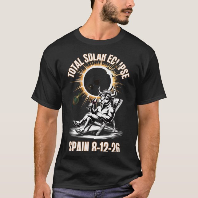 Solförmörkelse 12 augusti 2026 Spanien Total Konst T Shirt (Framsida)