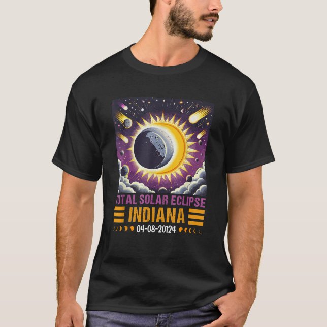 Solförmörkelse 2024 Amerikansk Totalitet Stat Indi T Shirt (Framsida)