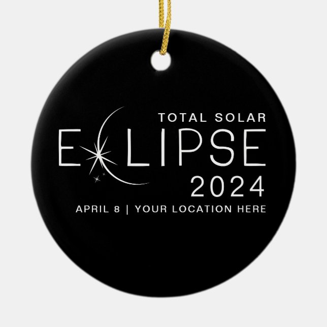 Solförmörkelse 2024 Anpassad plats Minnes- Julgransprydnad Keramik (Framsidan)
