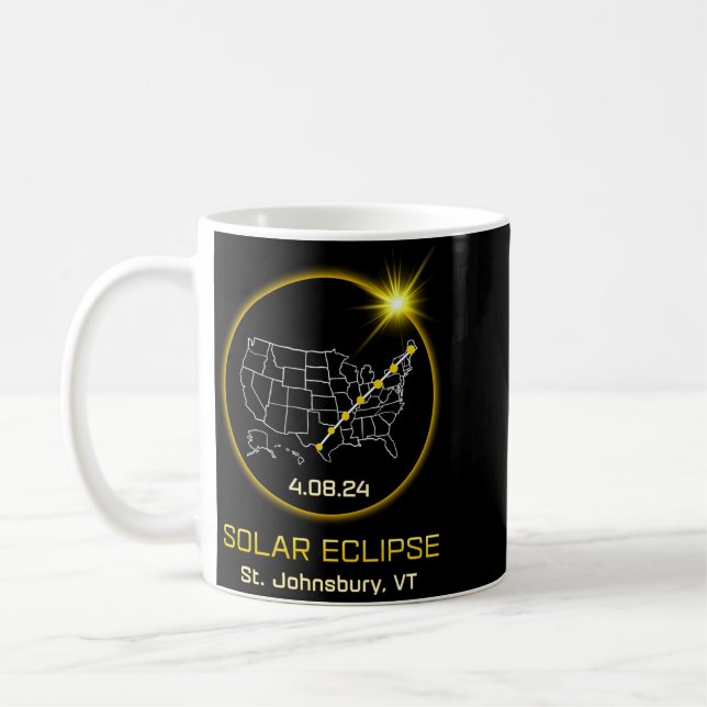 Solförmörkelse 2024 St Johnsbury Vt Vermont Kaffemugg (Vänster)