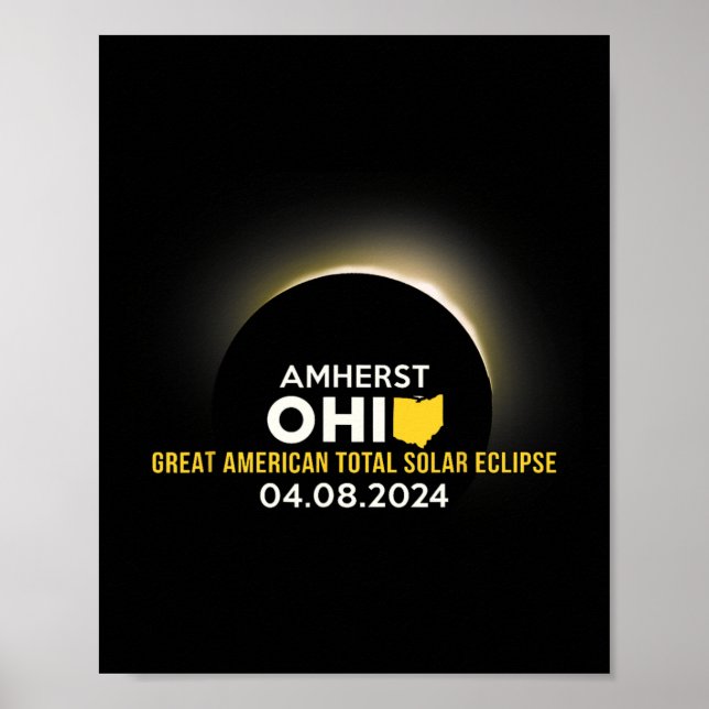 Solförmörkelse 2024 Totalitet 8 april  Poster (Framsidan)