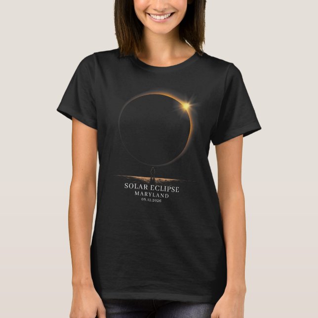 Solförmörkelse 2026 Celestial Astronomi T Shirt (Framsida)