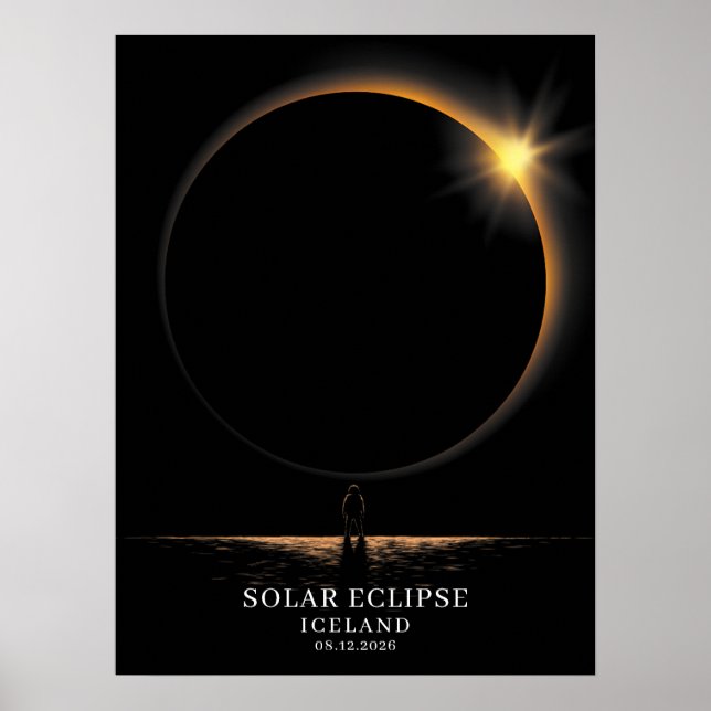 Solförmörkelse 2026 Island Himmelsk Poster (Framsidan)