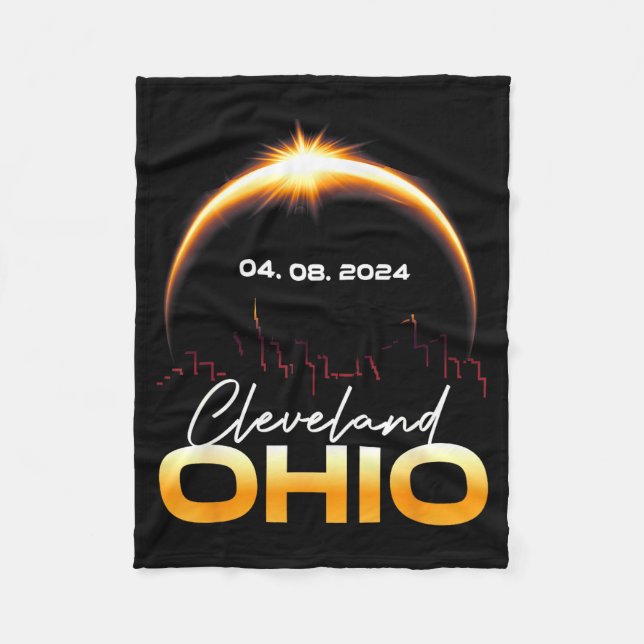 Solförmörkelse Cleveland Ohio Total Fleecefilt (Framsidan)