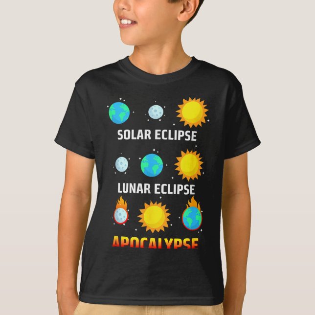 Solförmörkelse Månförmörkelse Apokalyps Illustrati T Shirt (Framsida)