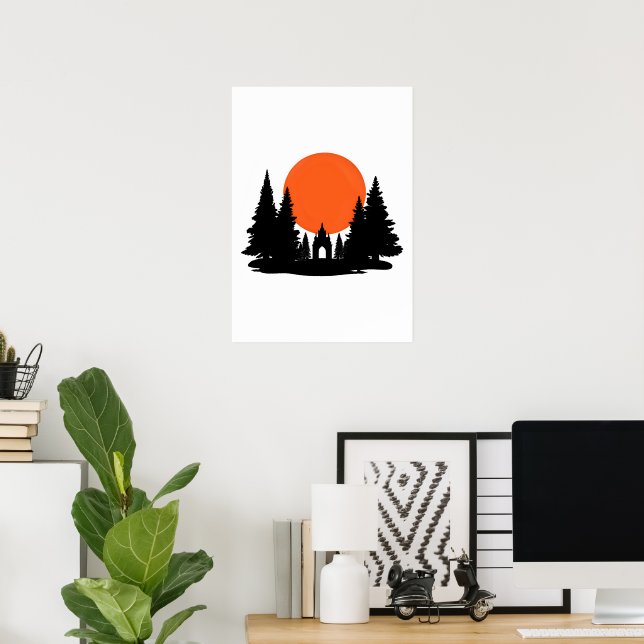 Solförmörkelse över skogstempel poster (Hemmakontoret)