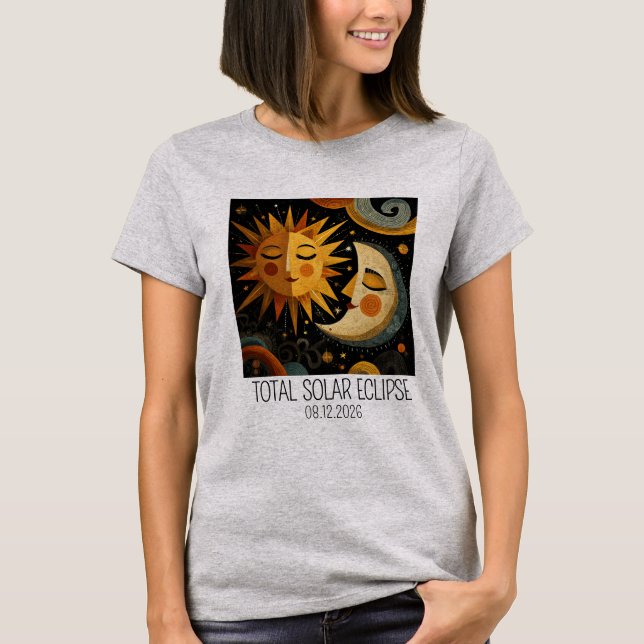 Solförmörkelse Sol och Måne T Shirt (Framsida)