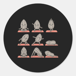Solfrö som gör yoga vegansk kawaii zen runt klistermärke