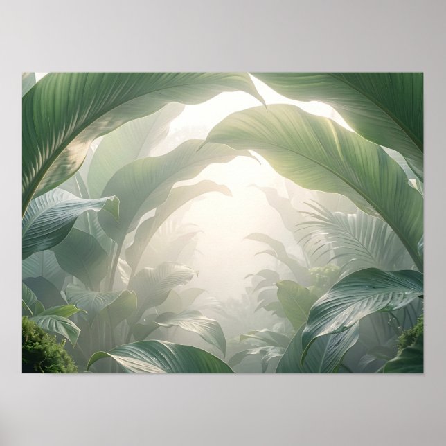 Solfyllda tropiska blad Botanisk affisch (Framsidan)