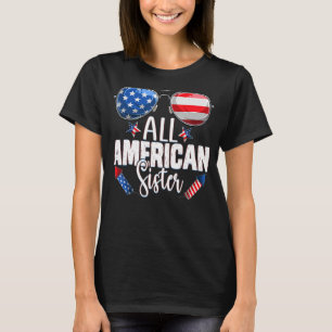Solglasögon alla amerikanska systrar 4:e juli-tjej t shirt