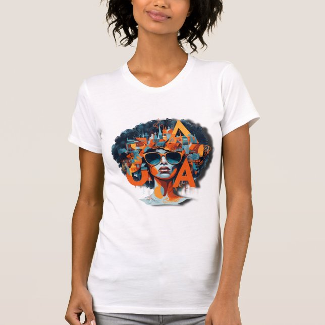 Solglasögon av afro-coola coola höftfärgad stads-  t shirt (Framsida)