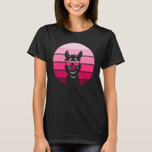 Solglasögon av lama alpaca-återurbenad solnedgång t shirt