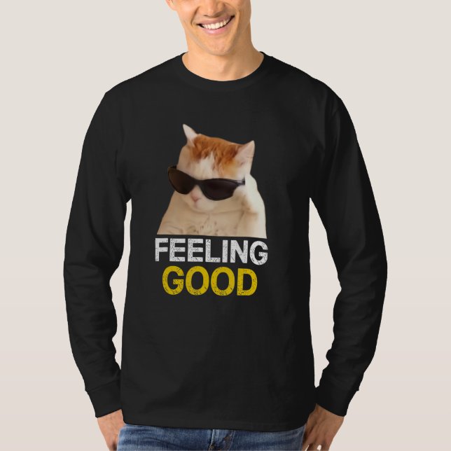 Solglasögon för Bära av katt som känner Bra Kattkö T Shirt (Framsida)