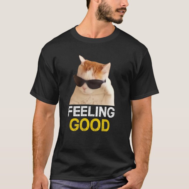 Solglasögon för Bära av katt som känner Bra Kattkö T Shirt (Framsida)
