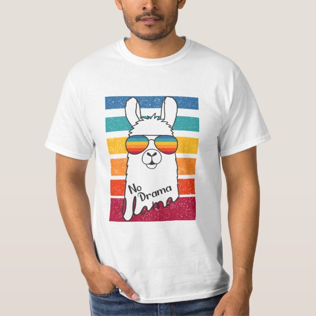 Solglasögon, lama, med färgade remsor t shirt (Framsida)