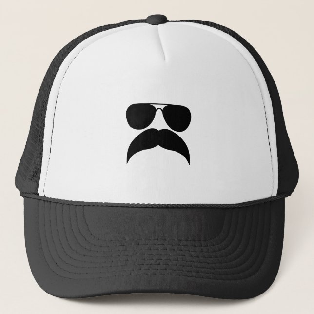 Solglasögon med mustasch - Välj bakgrund färg Keps (Framsida)