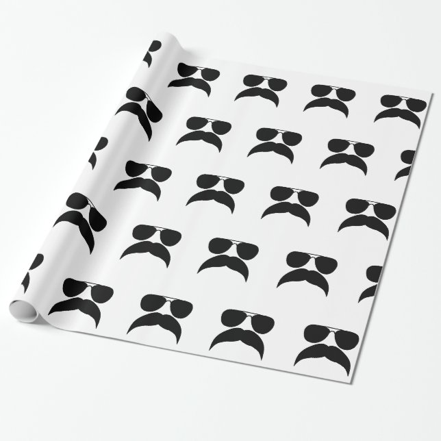 Solglasögon med mustasch - Välj bakgrund färg Presentpapper (Utrullad)