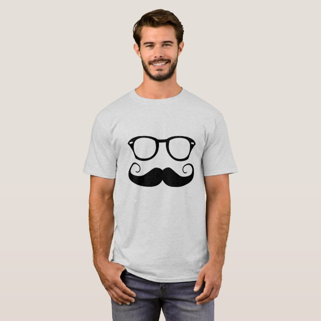 Solglasögon och mustasch t shirt (Hel framsida)