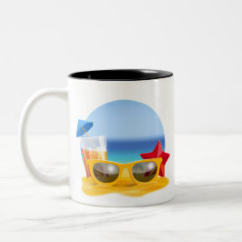 Solglasögon och persikoscen för sommartid Två-Tonad mugg