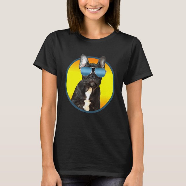 Solglasögon På Fransk Bulldogg T Shirt (Framsida)